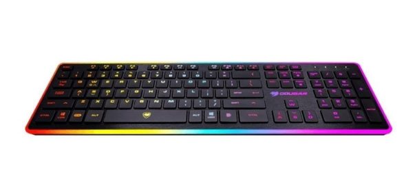 Teclado Gamer Cougar Vantar Qwerty Español Color Negro Con Luz 8 Colores