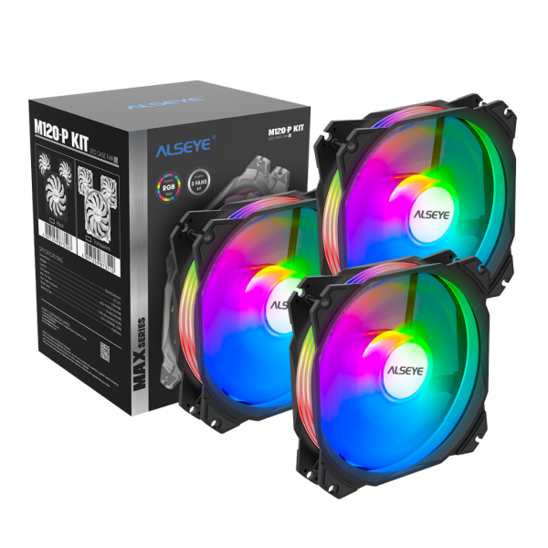 Kit 3 ventiladores Alseye Max M120-p ARGB 4 pines Negro - Imagen 2