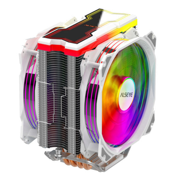 CPU Cooler Disipador Doble Ventilador Alseye M120D White Blanco Argb Amd Intel