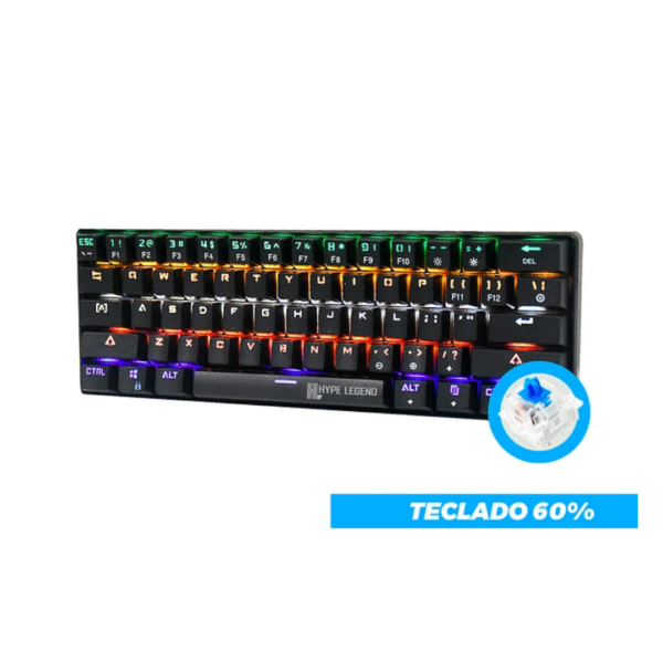 Teclado Mecánico 60% Hype Legend Rebel Switch Blue Inglés Rgb - Imagen 3