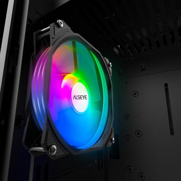Ventilador Alseye MAX M120 Black RGB Rainbow 120mm Molex Fan - Imagen 2
