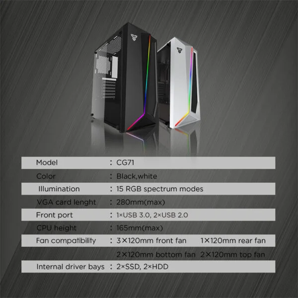 Gabinete Fantech Cg71 Pulse Rgb Middle Tower White Blanco - Imagen 10