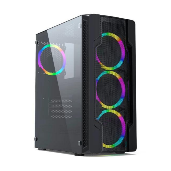Gabinete Gamer JX188-2-B 4 FAN 3 F  1B Negro S Fuente CYB