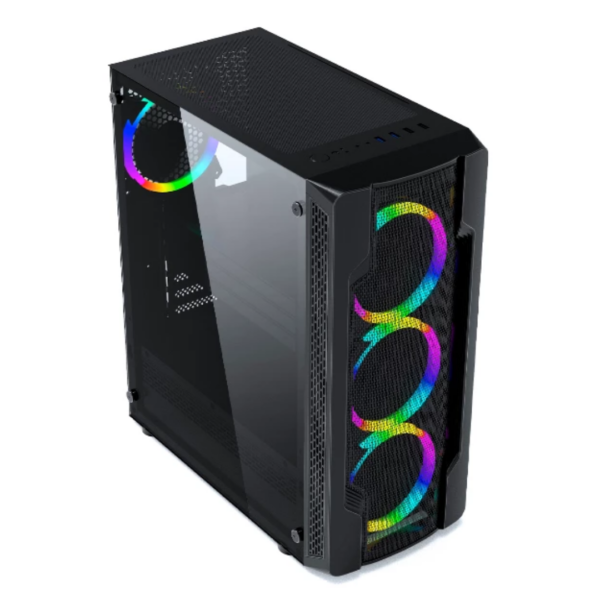 Gabinete Gamer JX188-2-B 4 FAN 3 F  1B Negro S Fuente CYB - Imagen 3