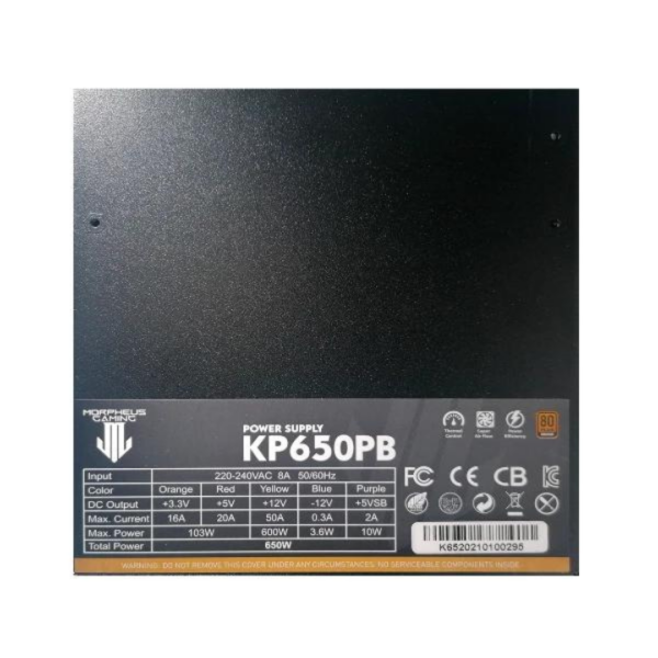 Fuente De Poder 650W 80 Plus Certificada Bronze KP650PB Morpheus Gaming - Imagen 4