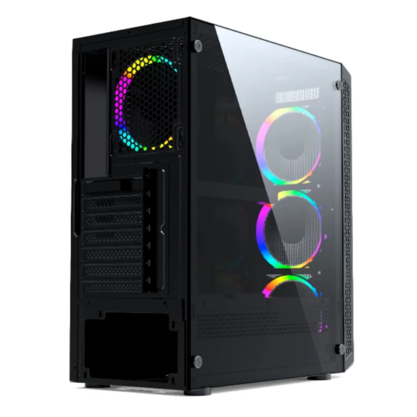 Gabinete Gamer JX188-2-B 4 FAN 3 F  1B Negro S Fuente CYB - Imagen 6