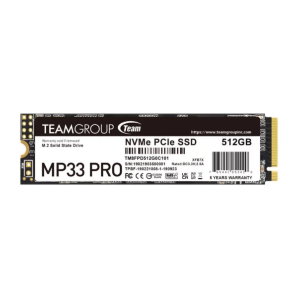 Disco SSD TEAM M.2-2280 PCI-E Gen3x4 MP33 PRO 512GB