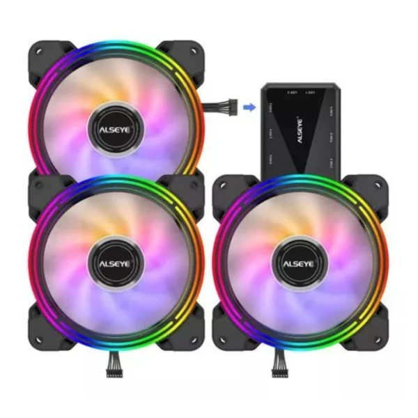 Kit Ventiladores HALO 4.0 Ajustable RGB HUB conexión Molex y Control Remoto - Imagen 2