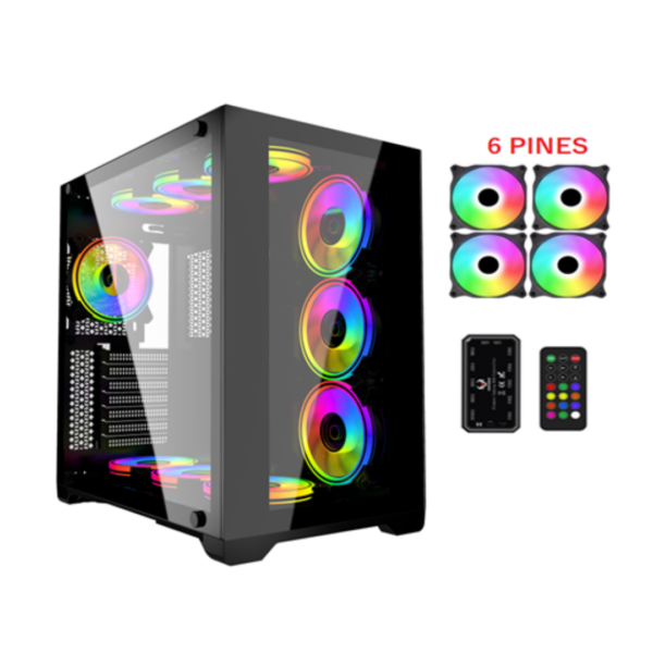 Gabinete Gamer ARGO Centaurus 650T, Atx, Black, Incluye 4 Ventiladores 120mm ARGB - Imagen 2