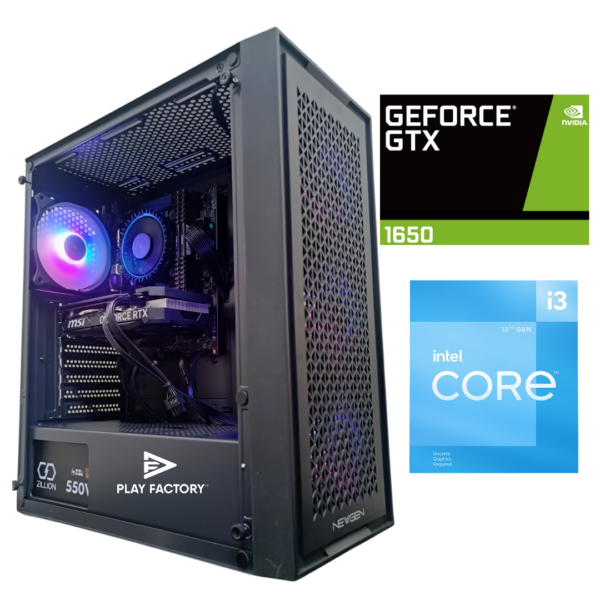 PC Gamer Intel i3 12100F 4-core GTX 1650 - 16GB  DDR4 H610 500GB WiFi